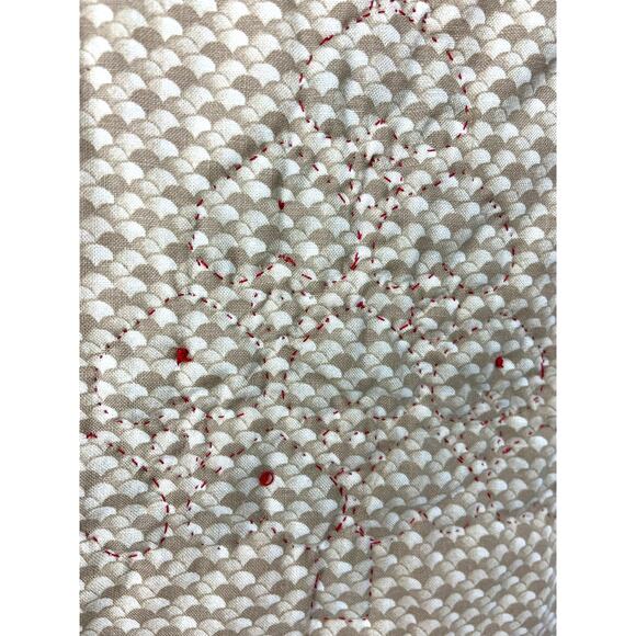 Hand Stitch Christmas Tree Patchwork Heart Carpet Rug Beige Rectangular Buttons - Picture 7 of 7